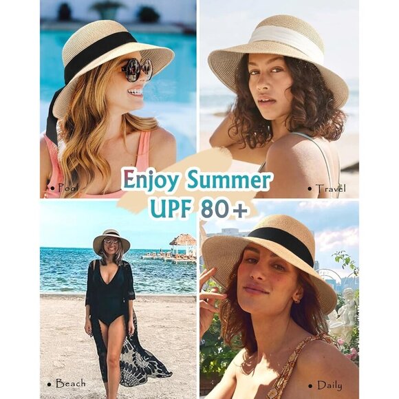 Women\'s Straw Sun Hat UPF 80+ Foldable Brim Travel Beach Cap for Women main image 8